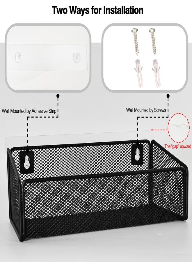 OKOMATCH Bathroom Shelf Over Toilet Storage Basket,Toilet Beside Floating Shelf Mesh Metal Wall Mounted Shelves for Home Organization & Decor Essentials,Kitchen/Living Room Shelves (Black) - Image 3